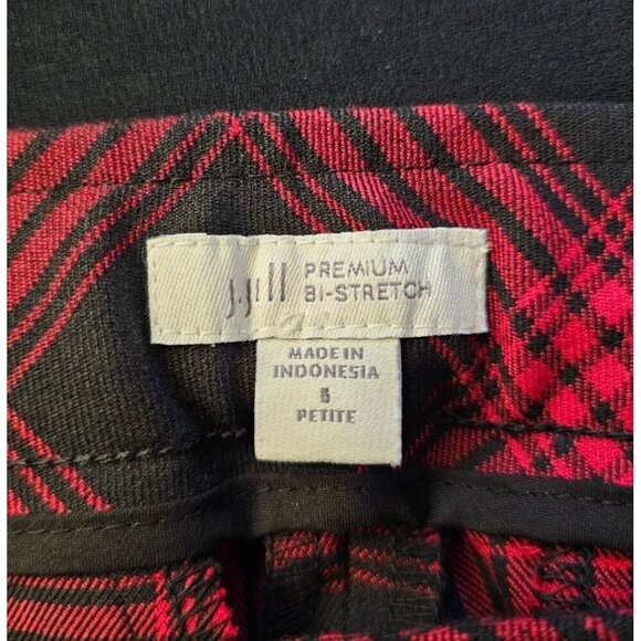 J. Jill Red & Black Plaid Premium Bi-Stretch Pants 6 Petite - Picture 3 of 4